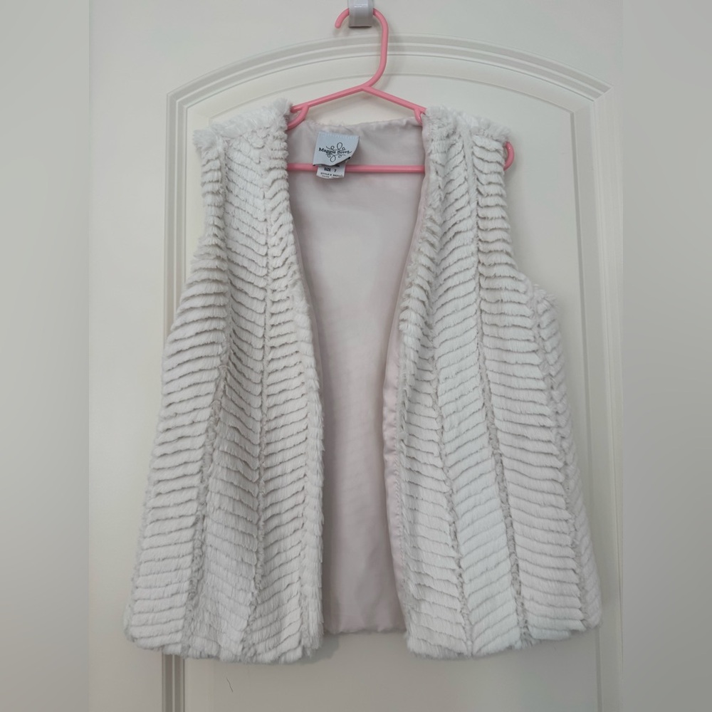 Maggie Breen too- White Faux Fur Kids Vest